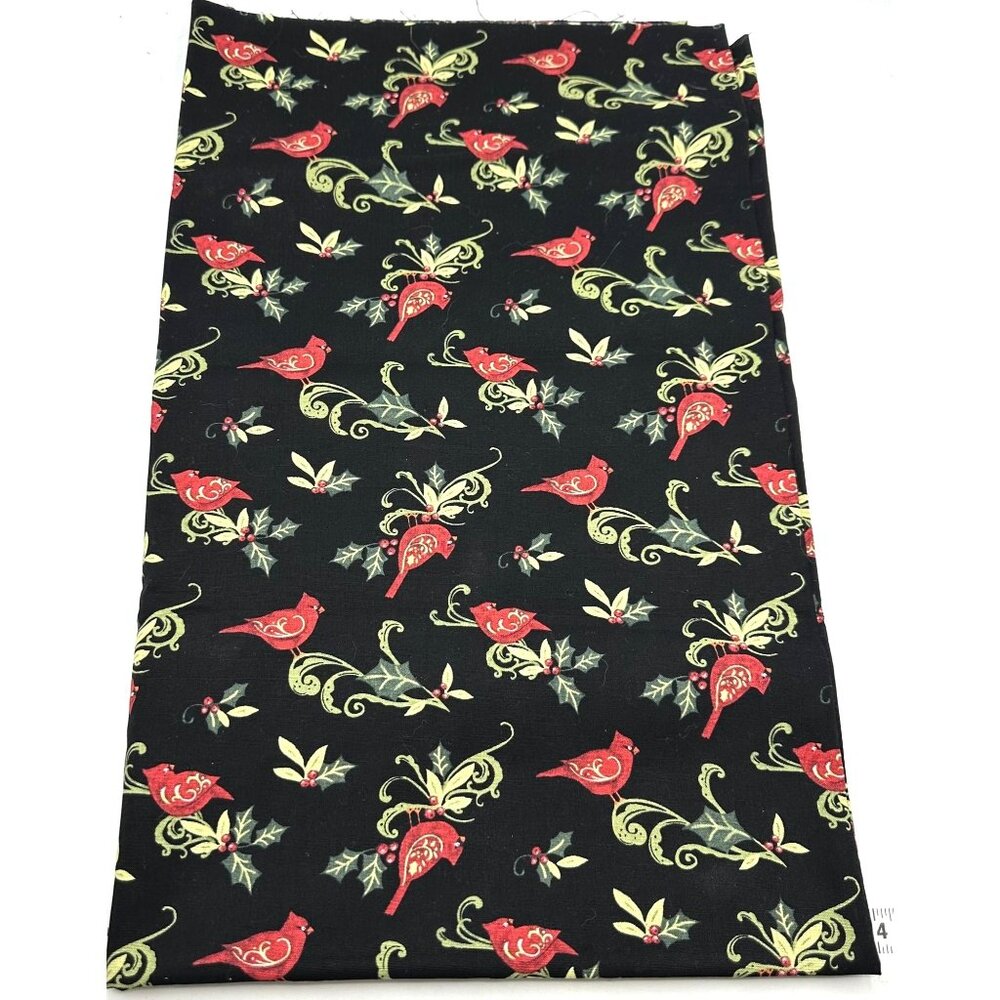 Cardinal Swirl with Holly Susan Winget Christmas Fabric Cotton One Yard CP64461